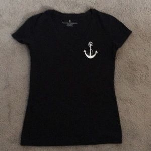 Black nautical inspired black v neck t